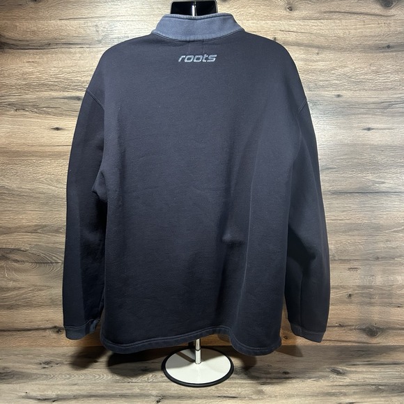 VTG ROOTS ATHLETICS Navy 1/4 zip pullover sweatshirt Men's XXL - Picture 2 of 8
